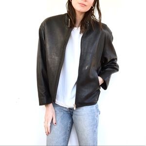 Vintage Bomber-Style Leather Jacket